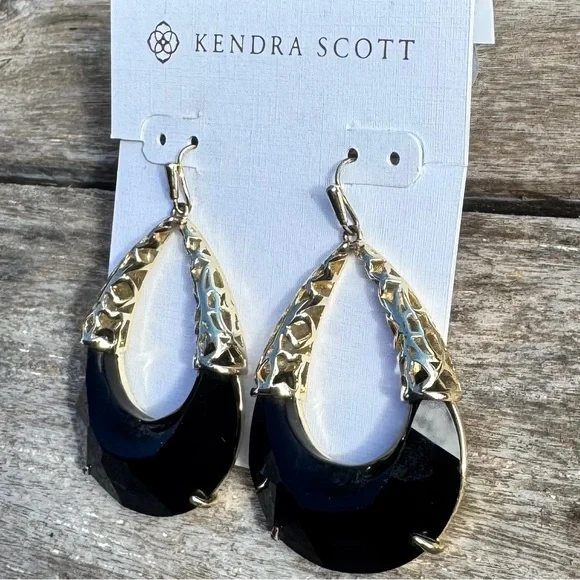 Rare HTF Vintage Kendra Scott Reyna Black Statement Earrings – Retired